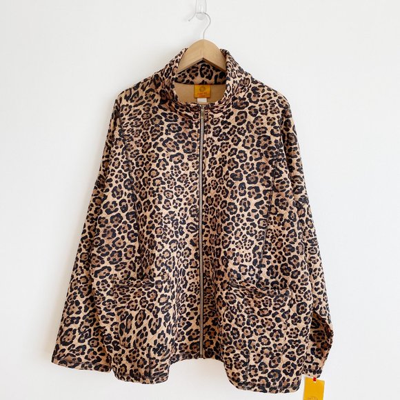 Ruby Rd. Women's Animal Print Leopard Zip-front Jacket, Front Pockets, 3X - Picture 1 of 9